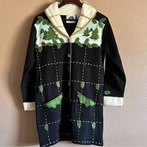 Storybook Knit Christmas Vintage Cardigan Embroidered Sweater Size Small